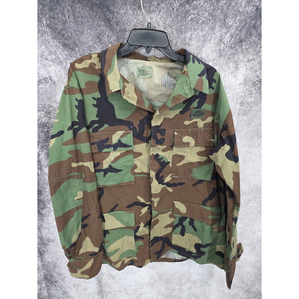 Vtg US Military BDU Jacket Mens Large Green Camo Combat Tactical Utility Hunting